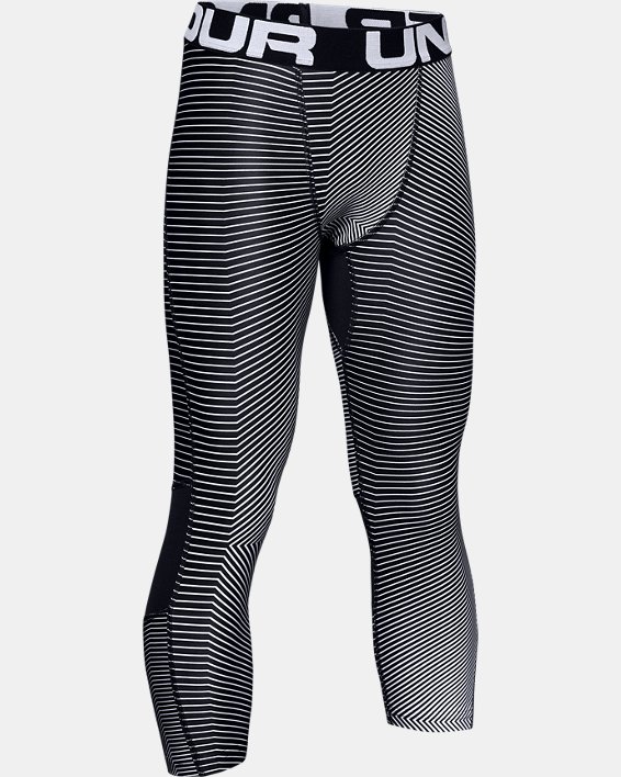 Boys' HeatGear® Armour ¾ Printed Leggings, Black, pdpMainDesktop image number 0